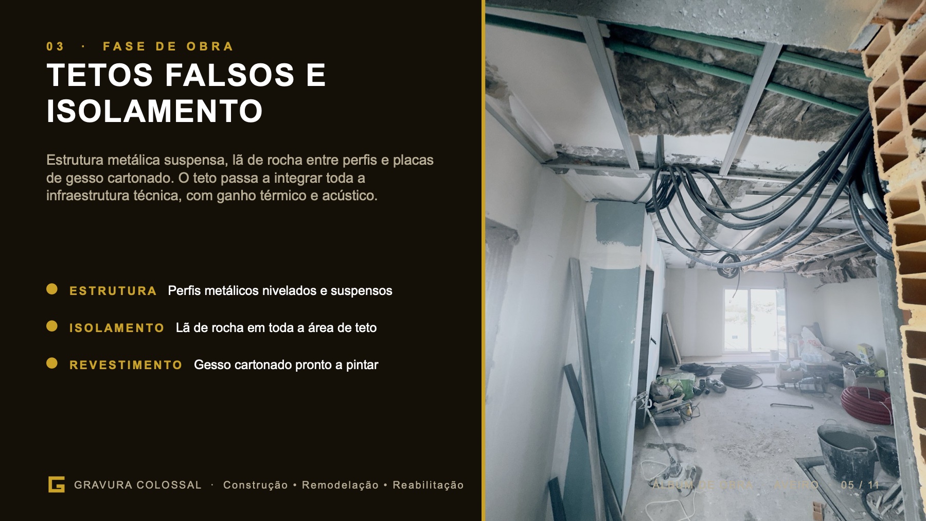 Fase 03 — Tectos falsos e isolamento.